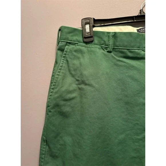Lands’ End Chino Shorts Men's Size 35 Green Flat Front Casual Golf - Picture 2 of 10